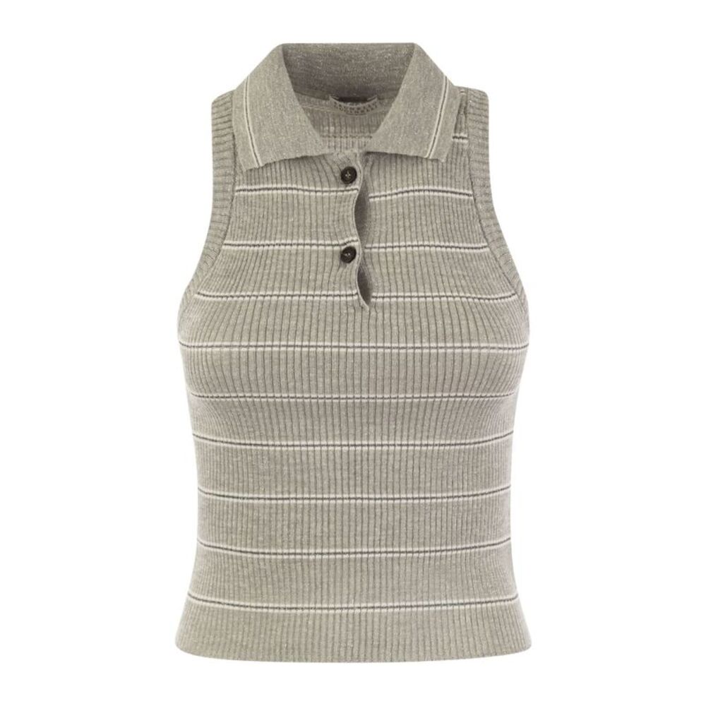 Brunello Cucinelli Striped Ribbed-Knit Vest